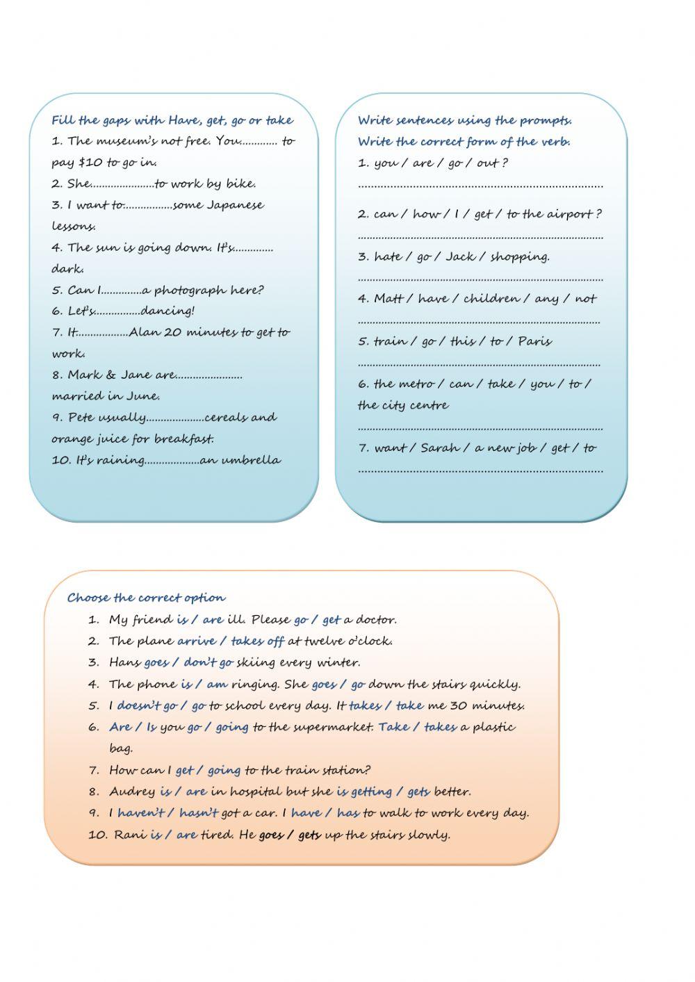 Collacations with verbs