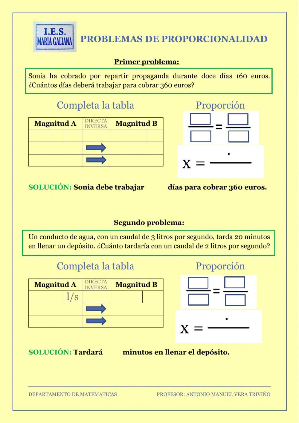 Problemas de proporcionalidad