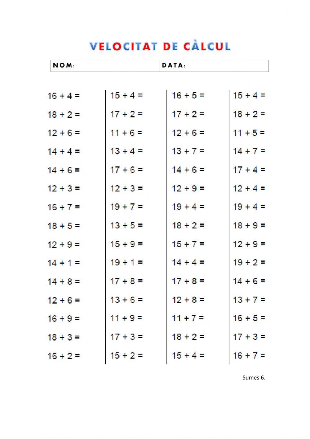 Velocitat de càlcul: sumes 6