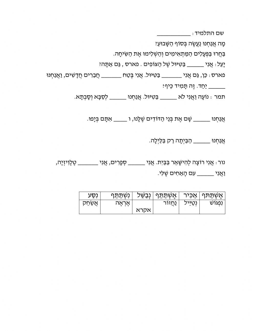 מה אנחנו נעשה בסוף השבוע?