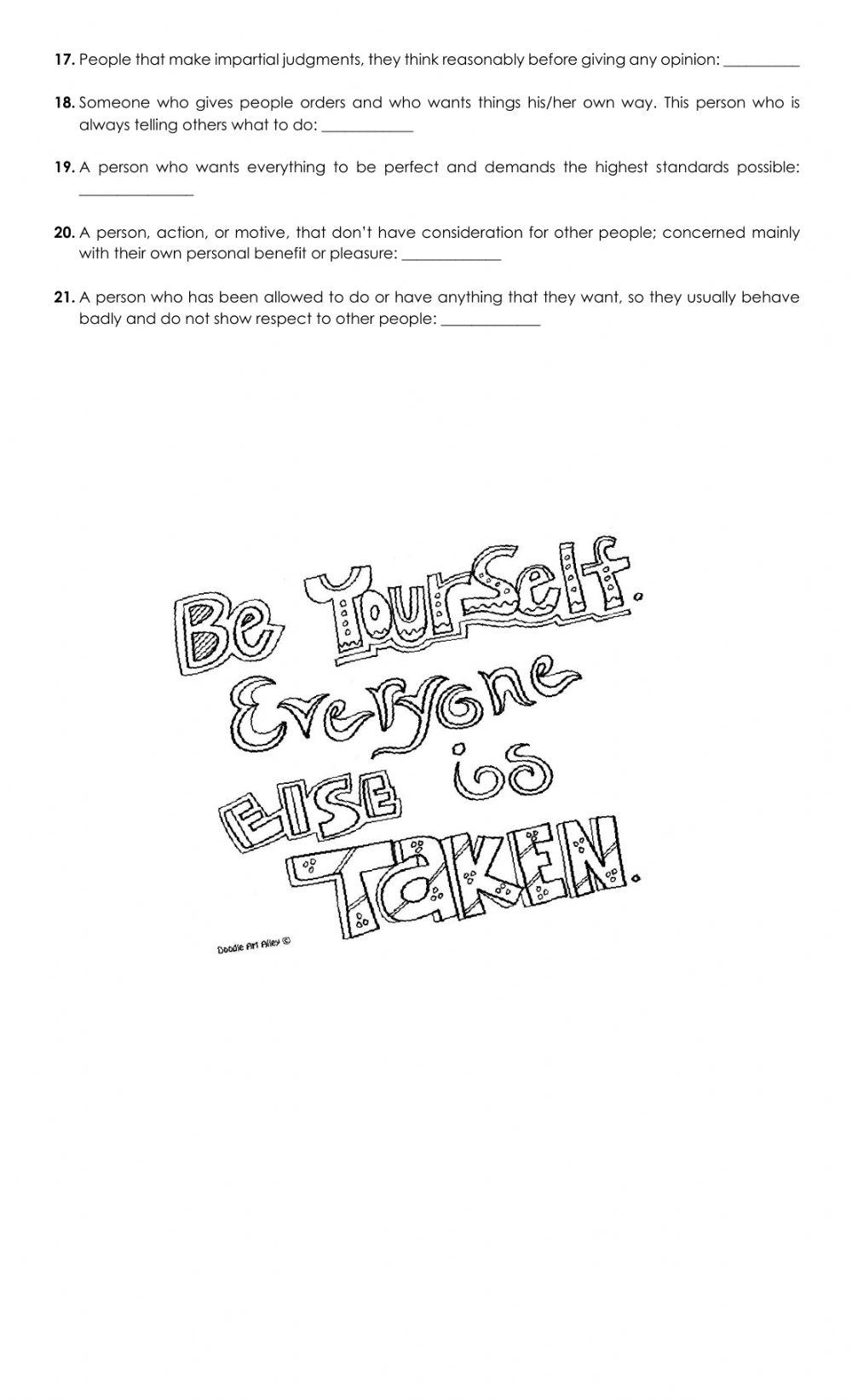 Unit 1 Vocabulary: Personality Traits