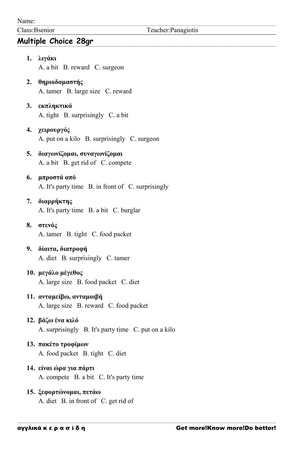 Bsenior Worksheet 28