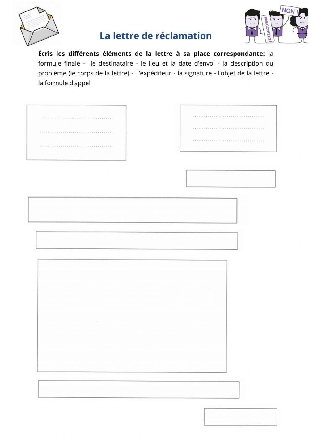 La lettre formelle ( réclamation)