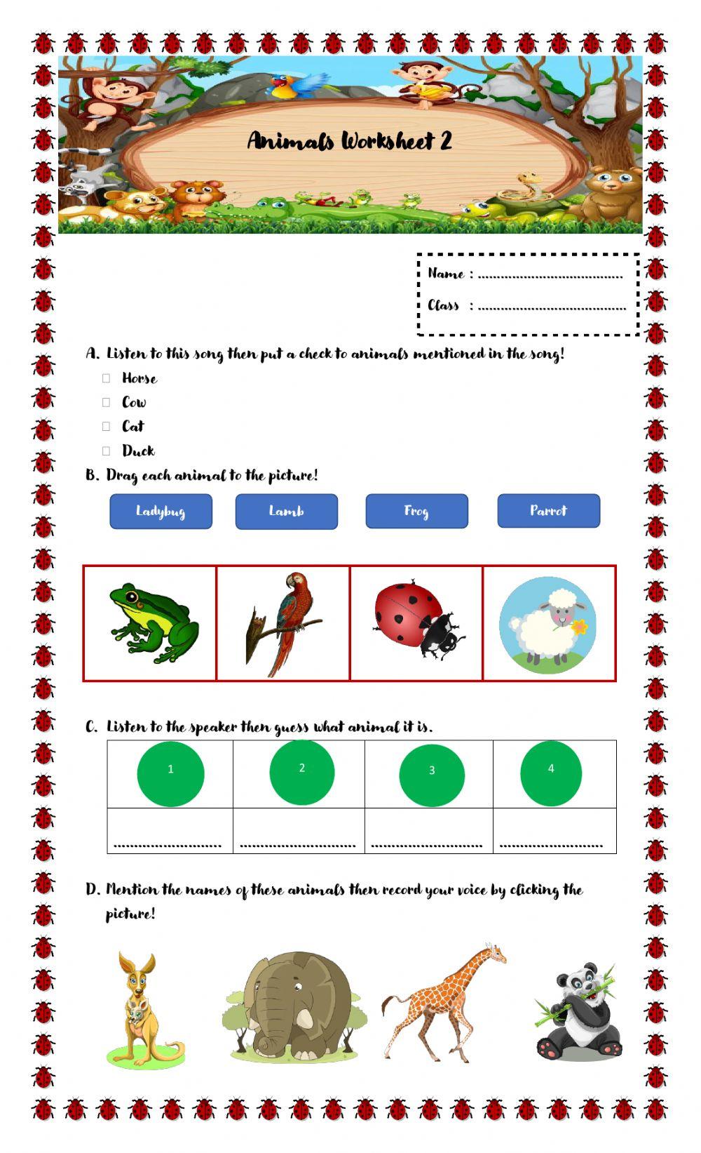 Animals Worksheet 2