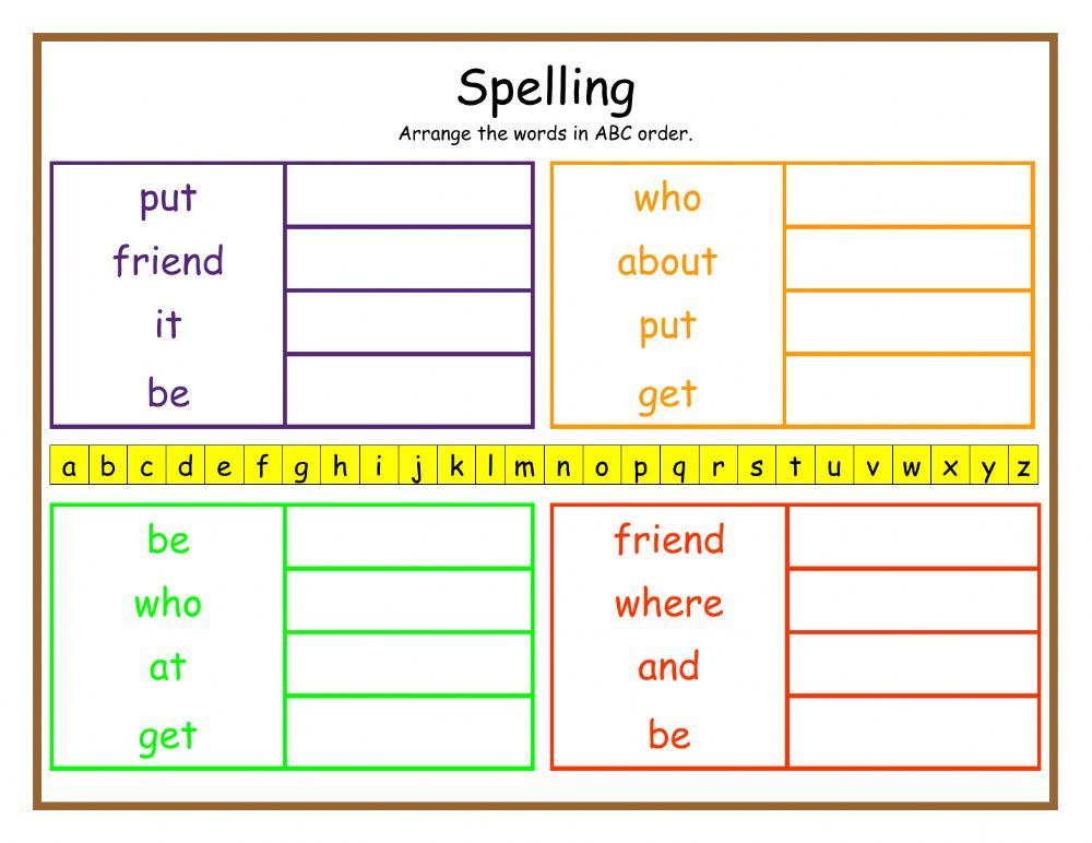 Spelling -ABC order DJ Spelling -ABC order DJ