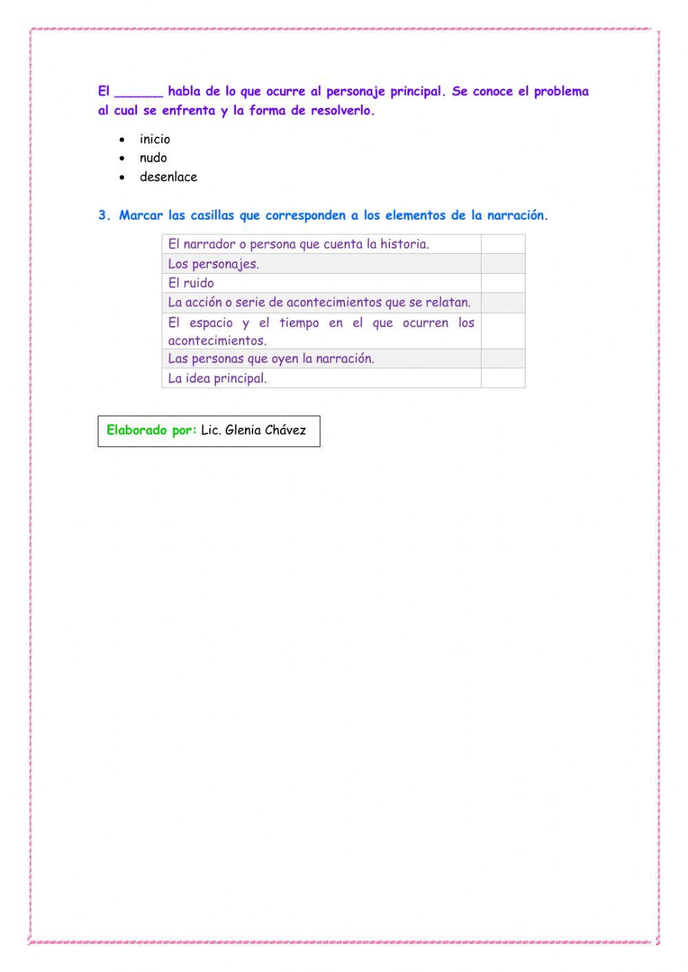 Trabajo individual de “La narración oral” para 8vo