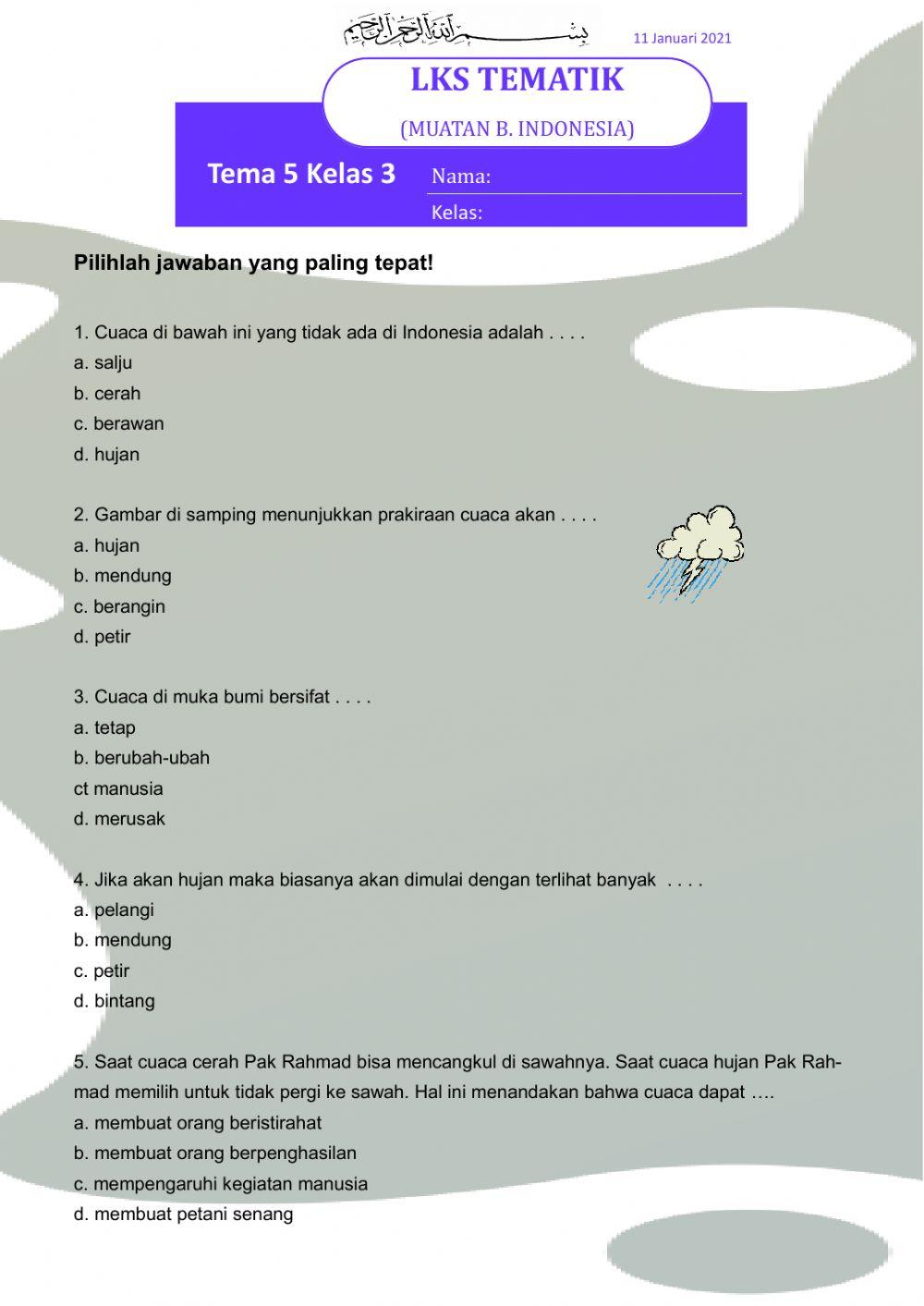 LKS Tematik Tema 5 Kelas 3 SDDH