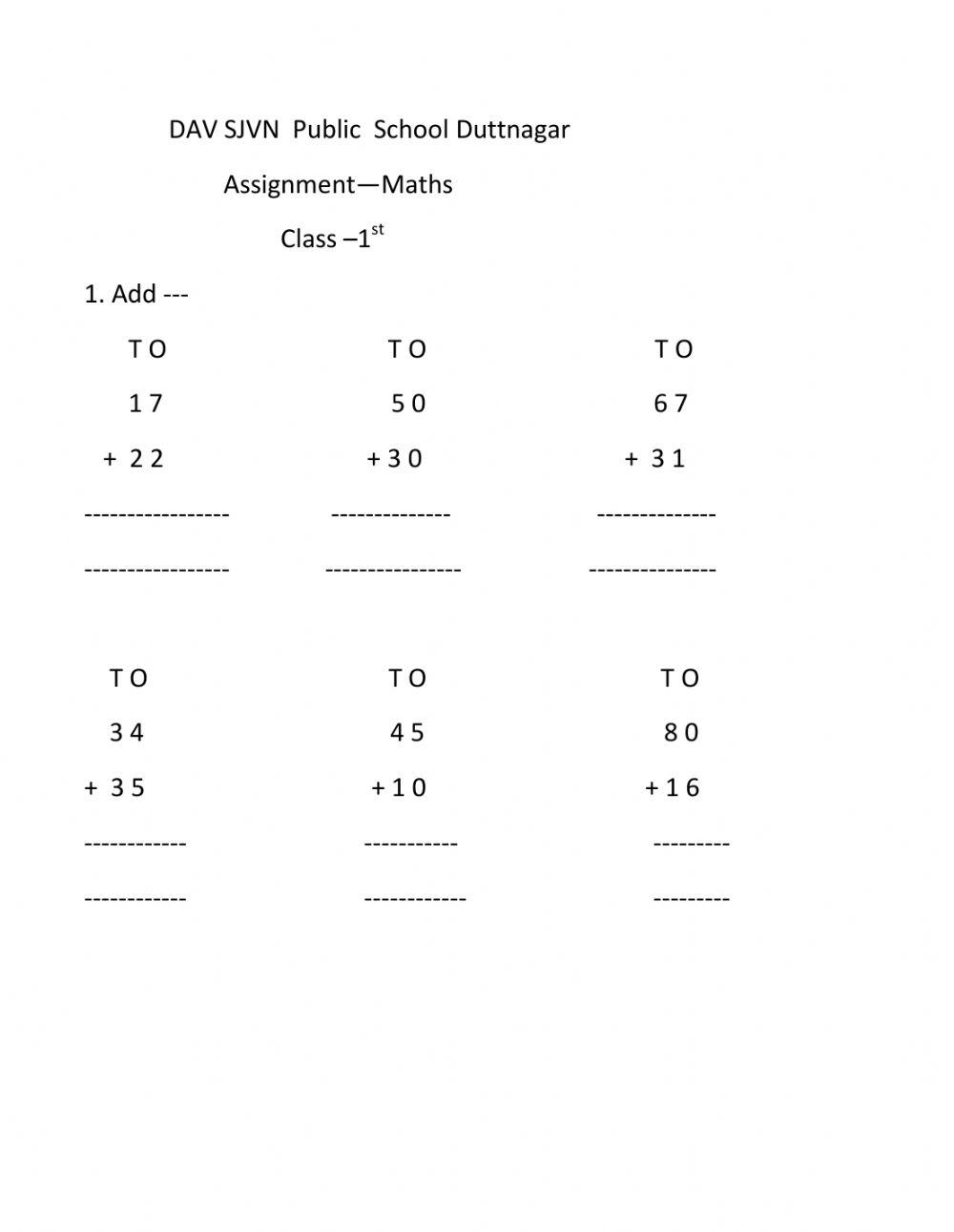 Class assignment worksheet | Live Worksheets