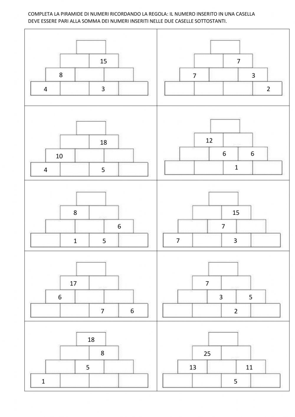 Piramide di numeri - da 1 a 100