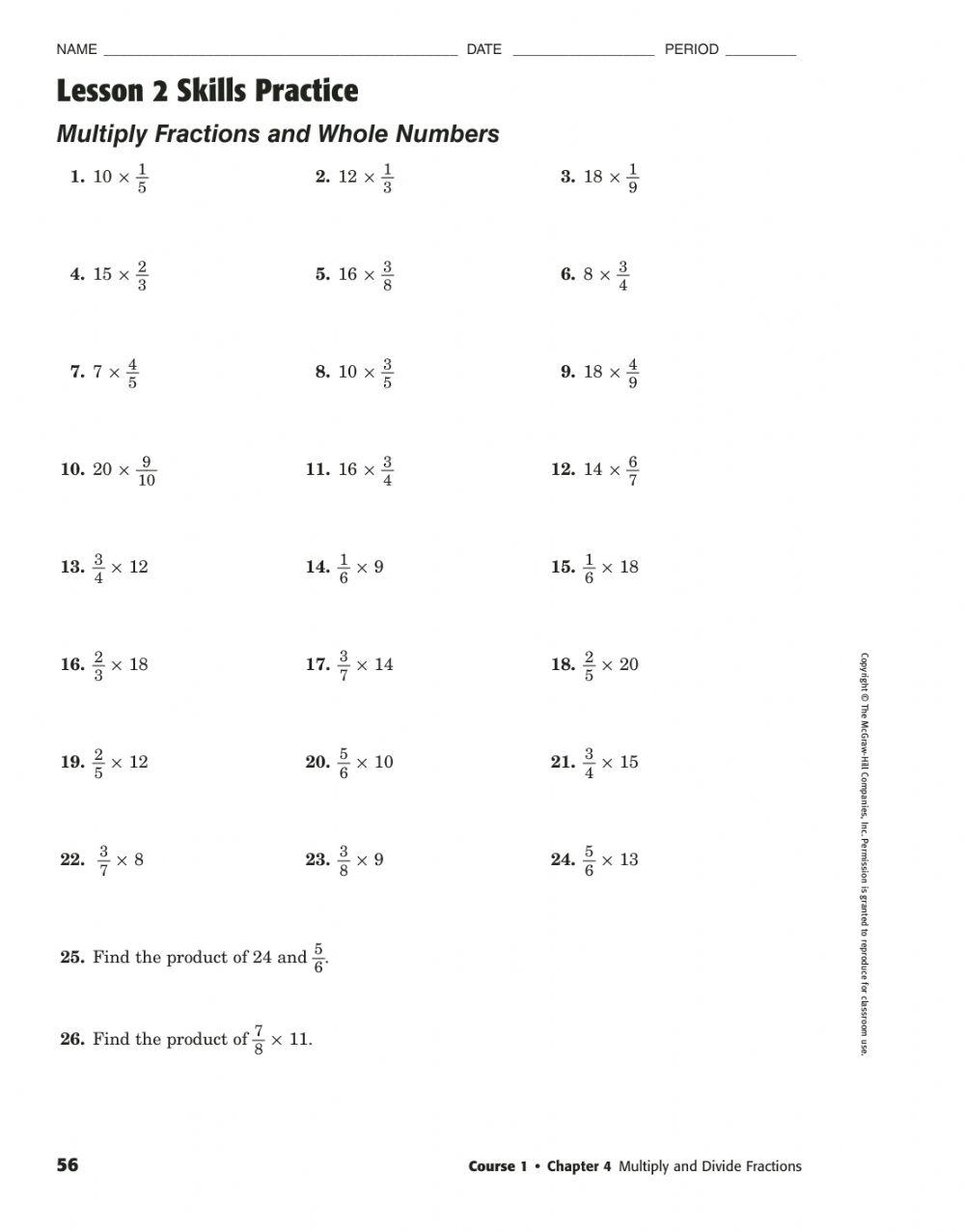 Chapter 4, Lesson 2 Skills Practice Worksheet