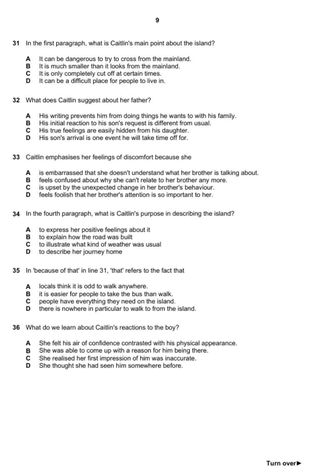 Cae Use Of English Sample Test