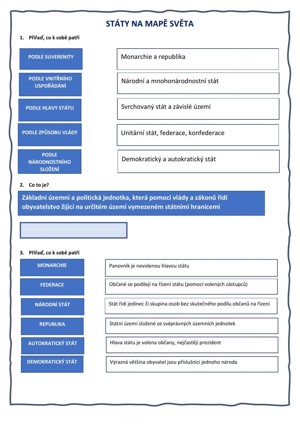 Státy na mapě světa