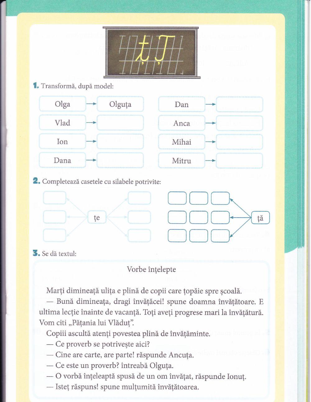 Litera ț - exerciții