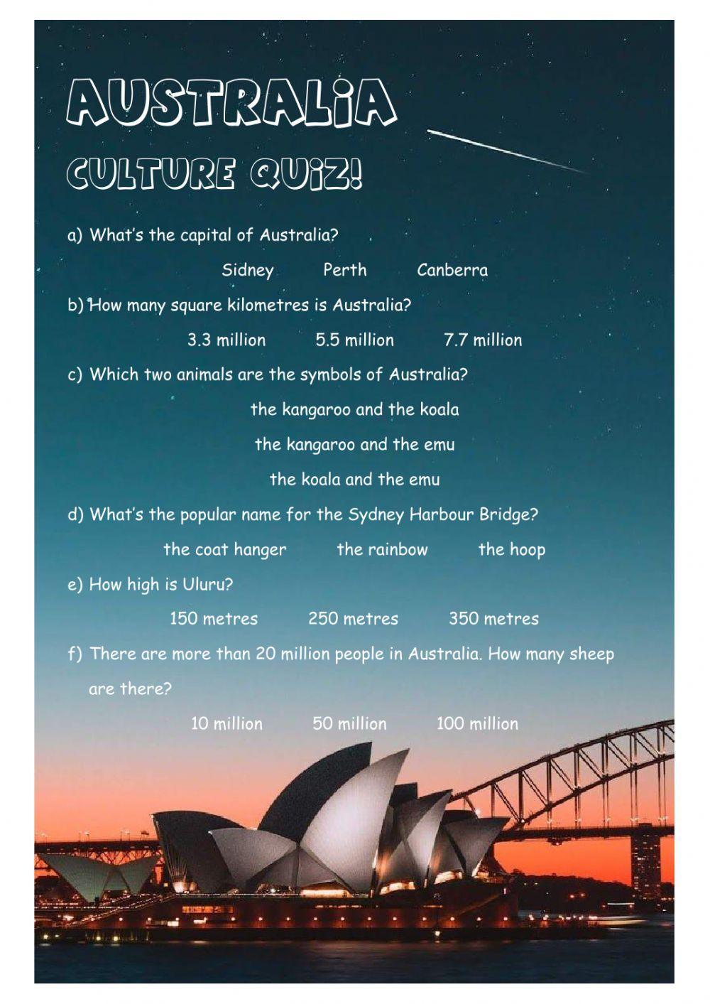 Australia. Culture quiz.