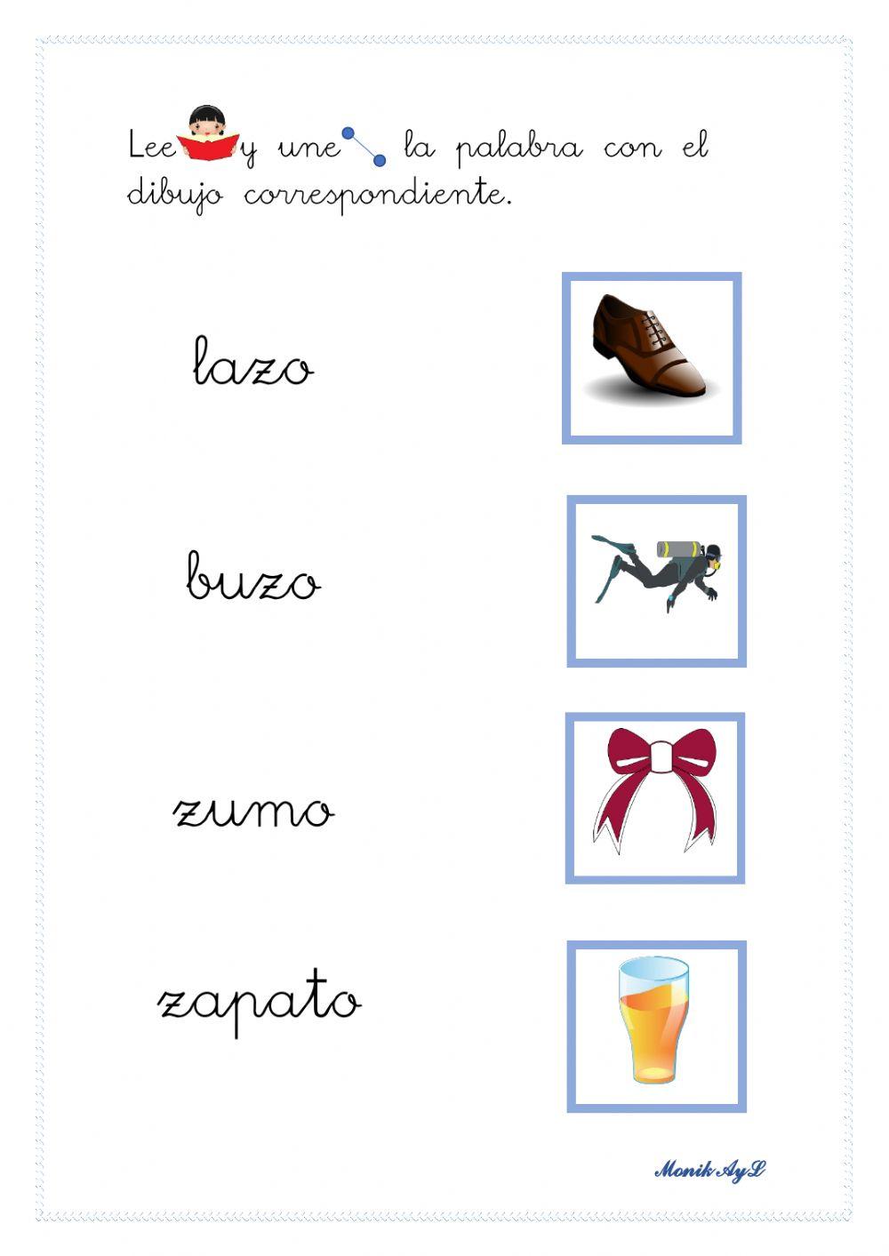 Lectura 21 +z. Asociación palabra - dibujo.