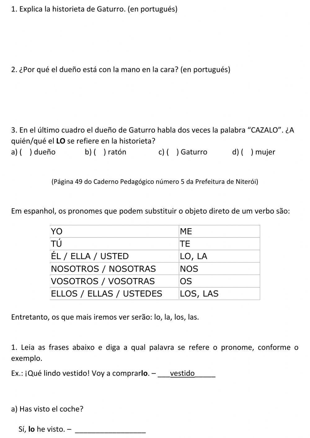 Pronombres de objeto directo