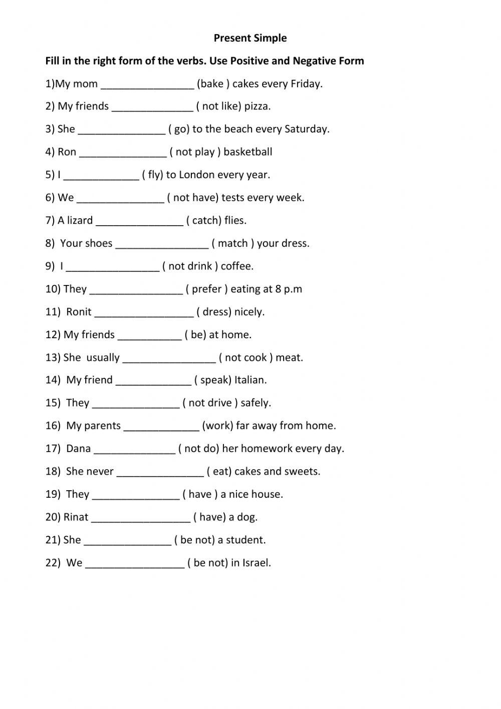 Present Simple Practice