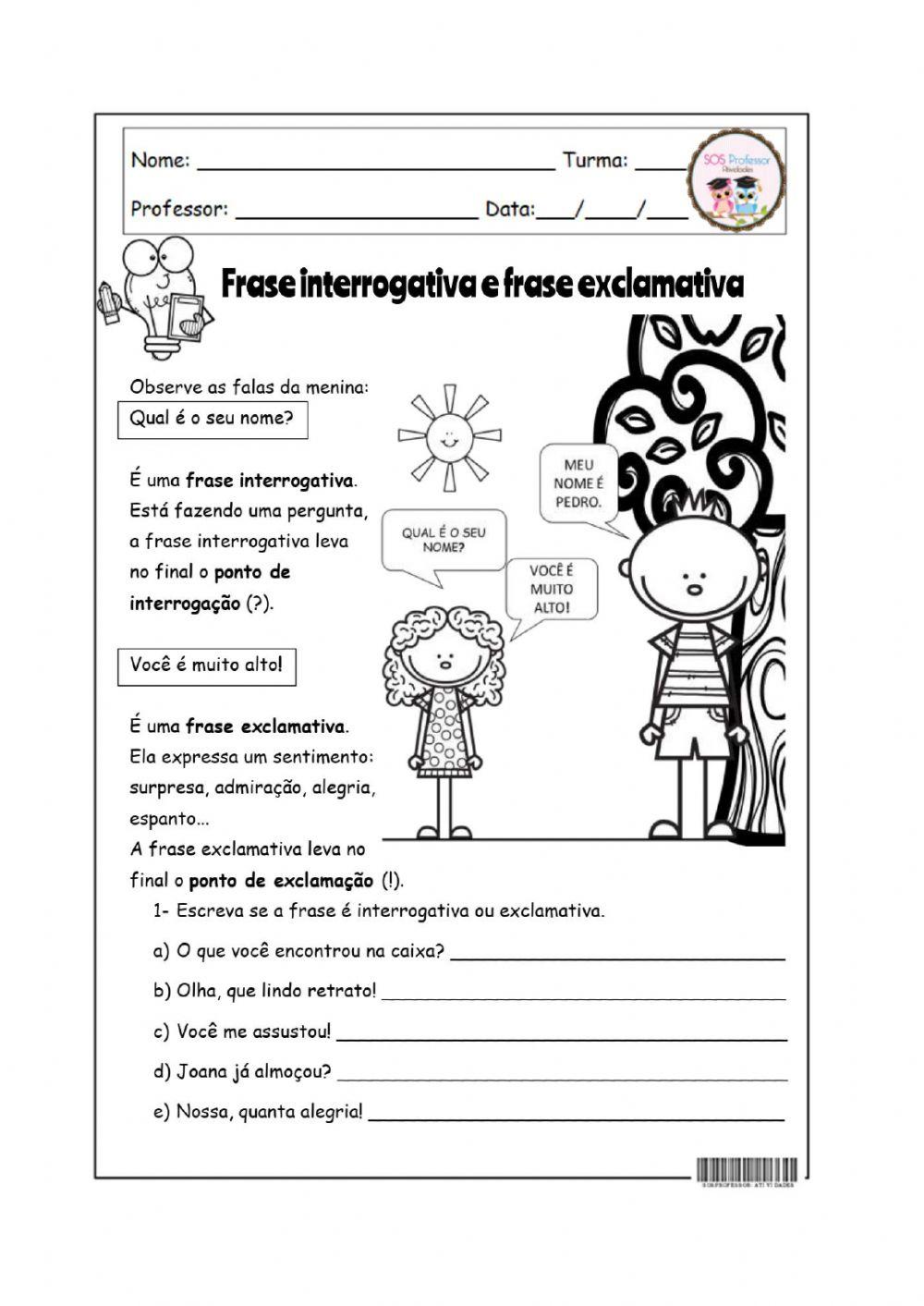 Frases exclamativas e interrogativas