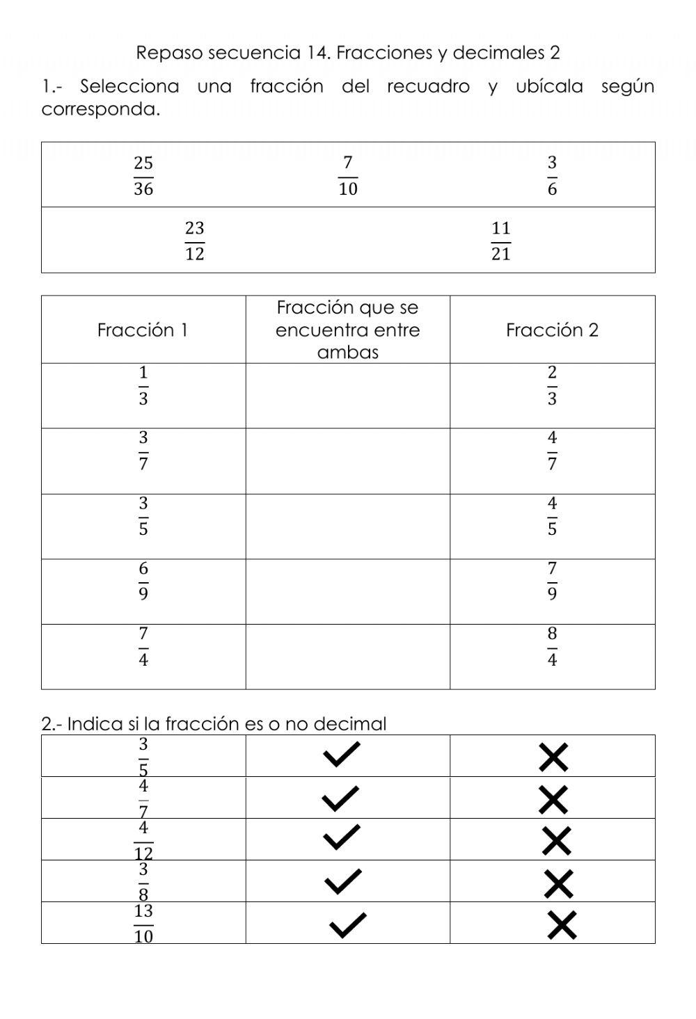 Fracciones y decimales