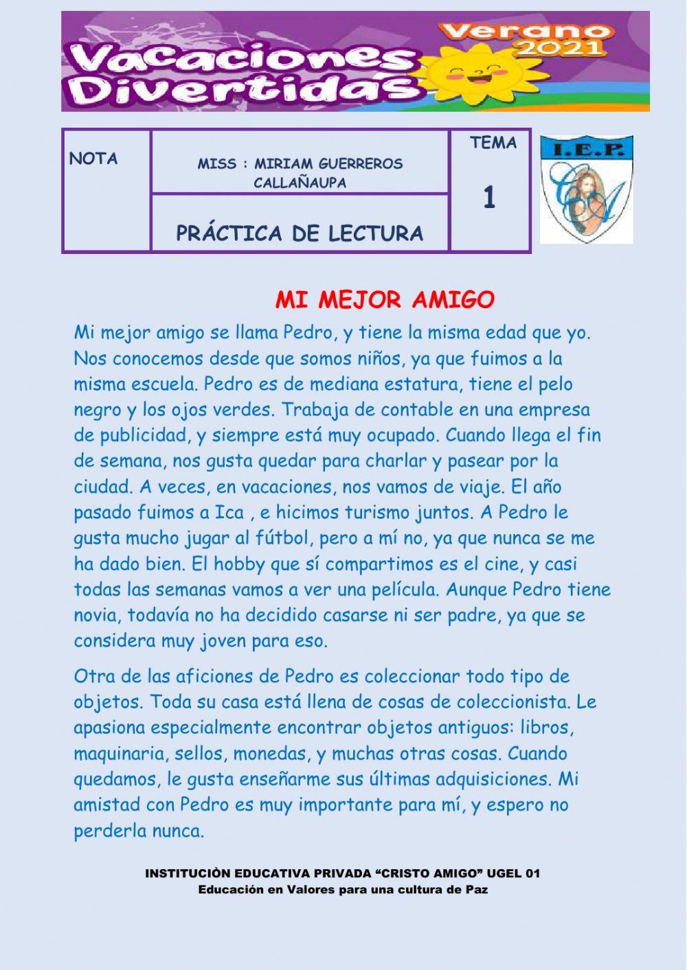 Comprension de lectura