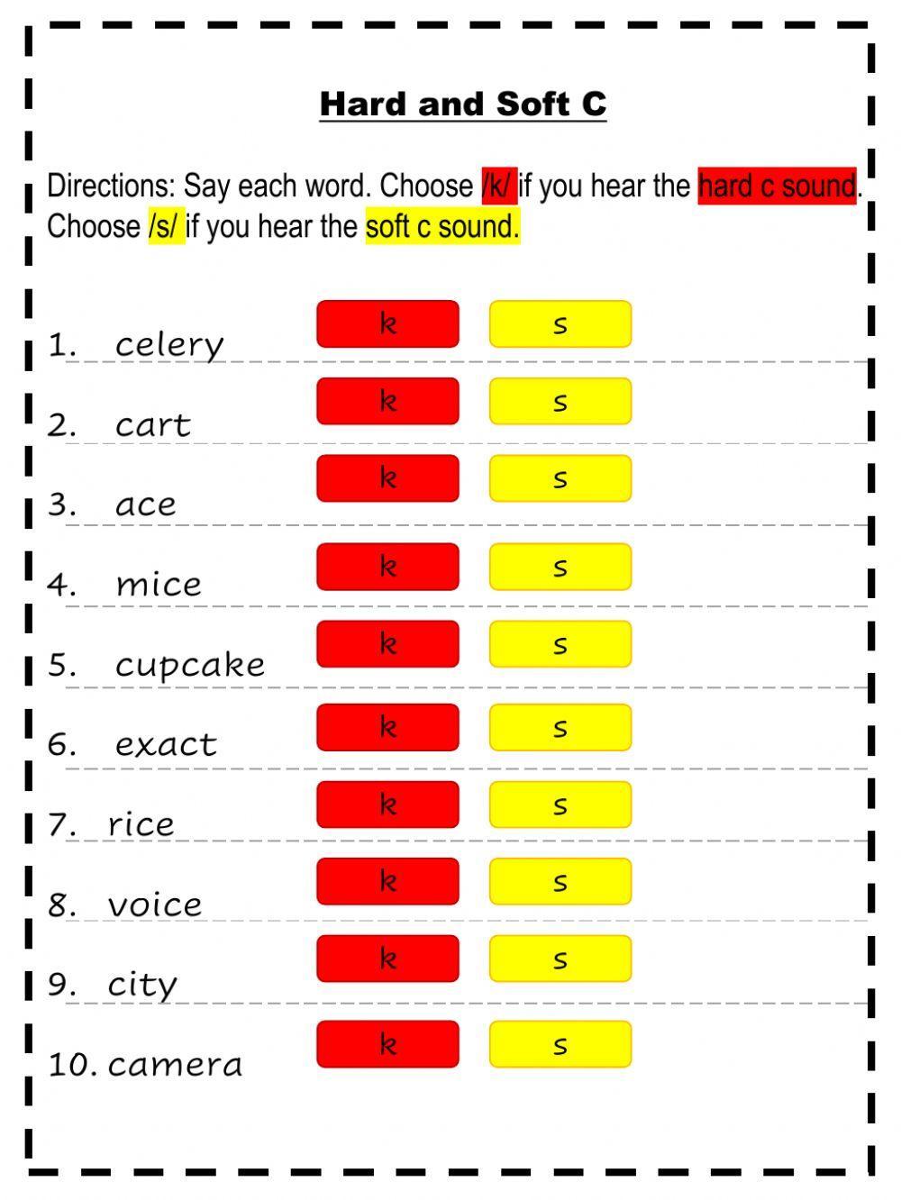 Hard and soft g and c