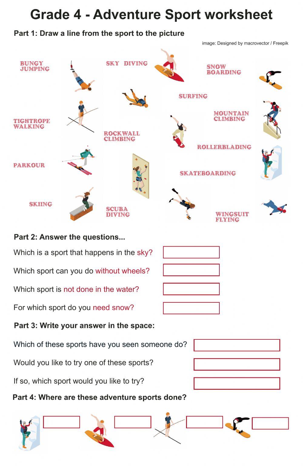 Adventure Sport vocabulary