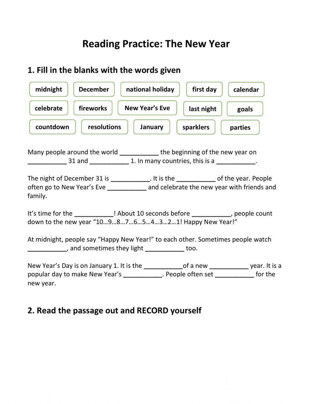 Reading Practice: The New Year