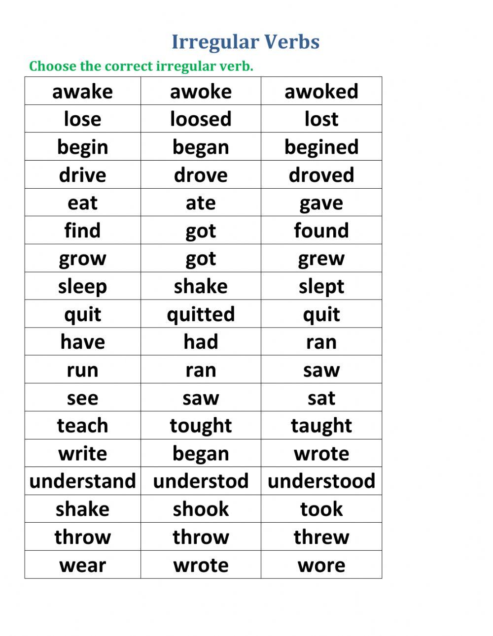 Irregular Verbs