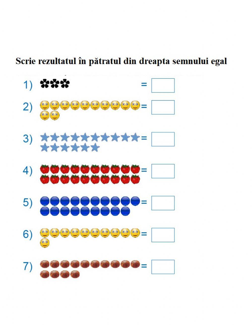 Fișă de lucru la matematică