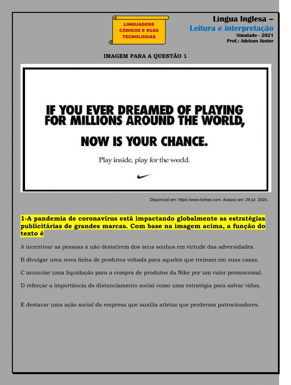 Simulado ( Enem) Inglês