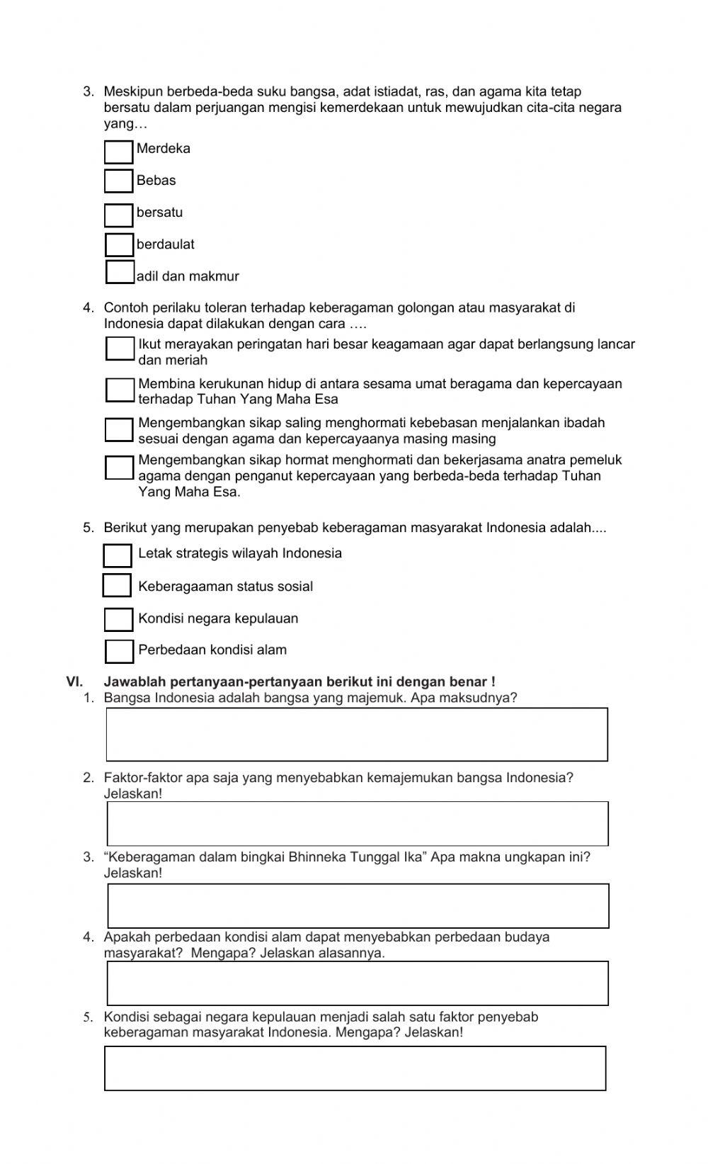 Soal Latihan Makna Persatuan dalam Kebangsaan