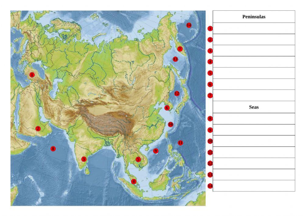 Asian peninsulas and seas 2