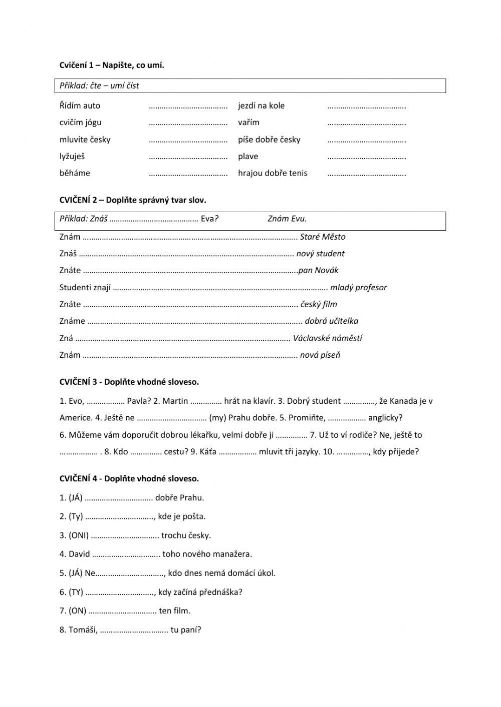 Znát, vědět, umět