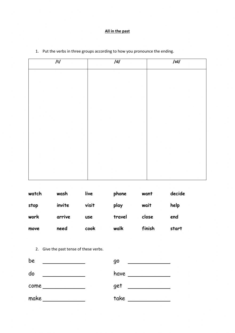 Regular and irregular verbs