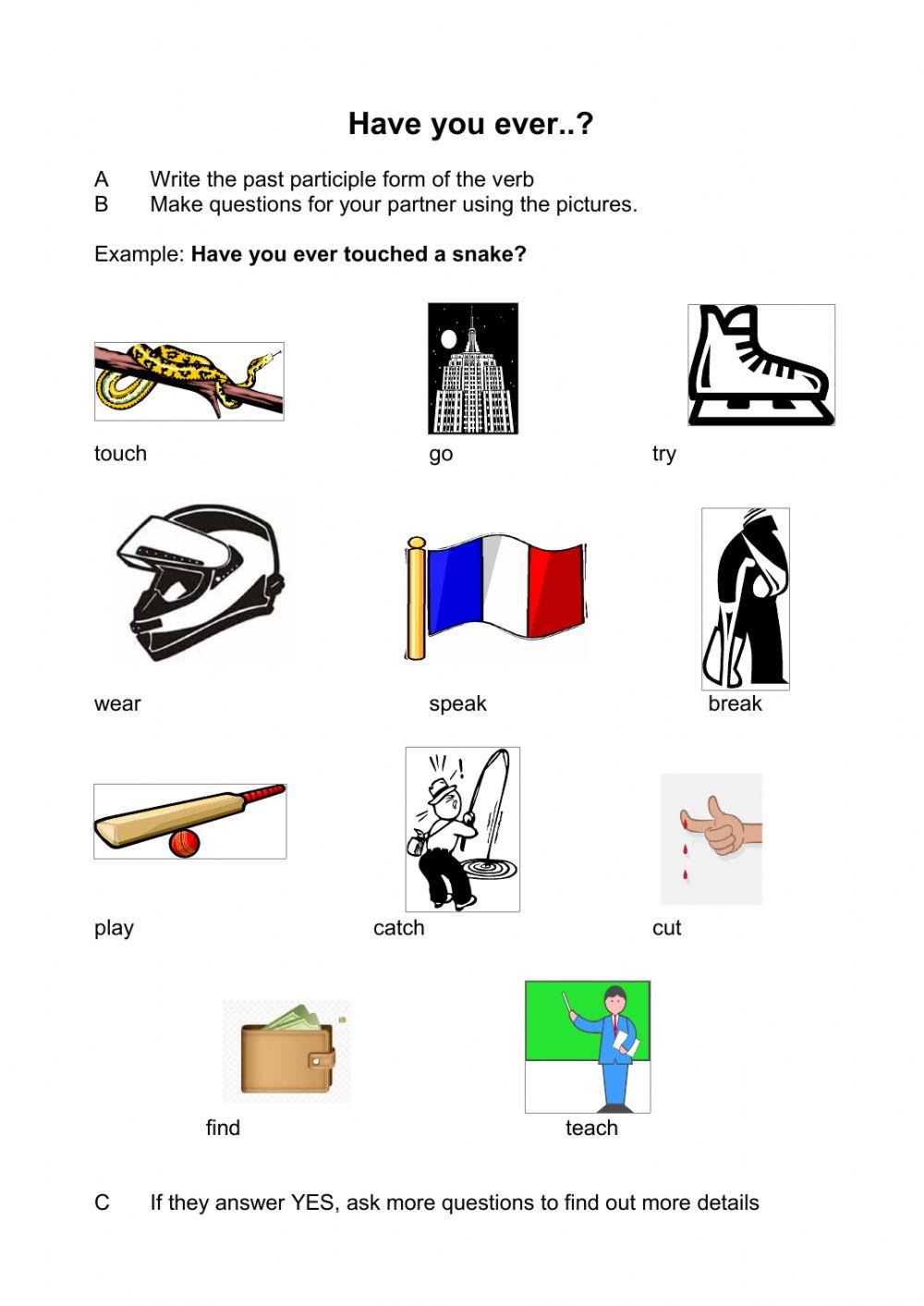 Have You Ever and Past Participle Wordsearch