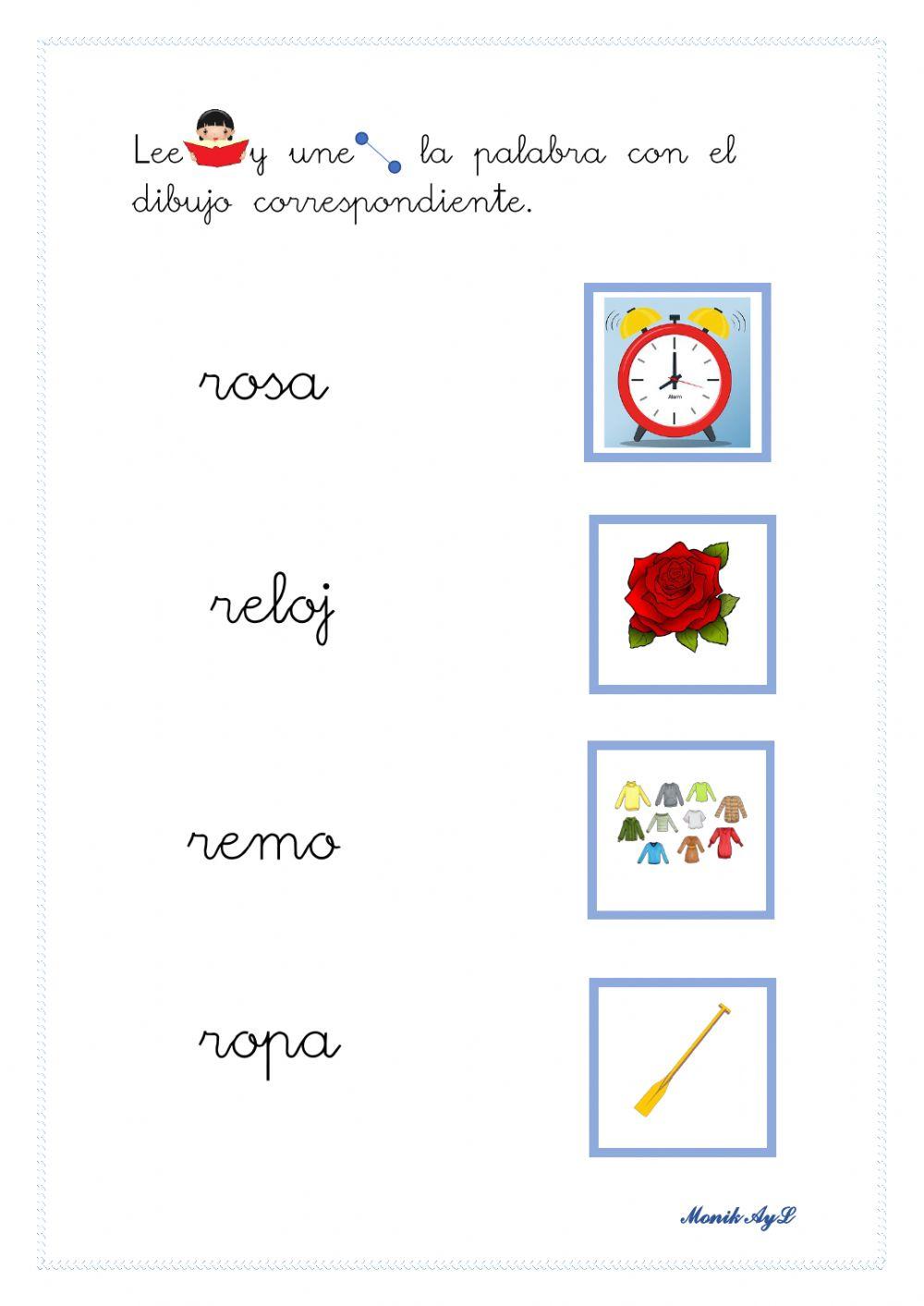Lectura 26 + r. Asociación palabra - dibujo.