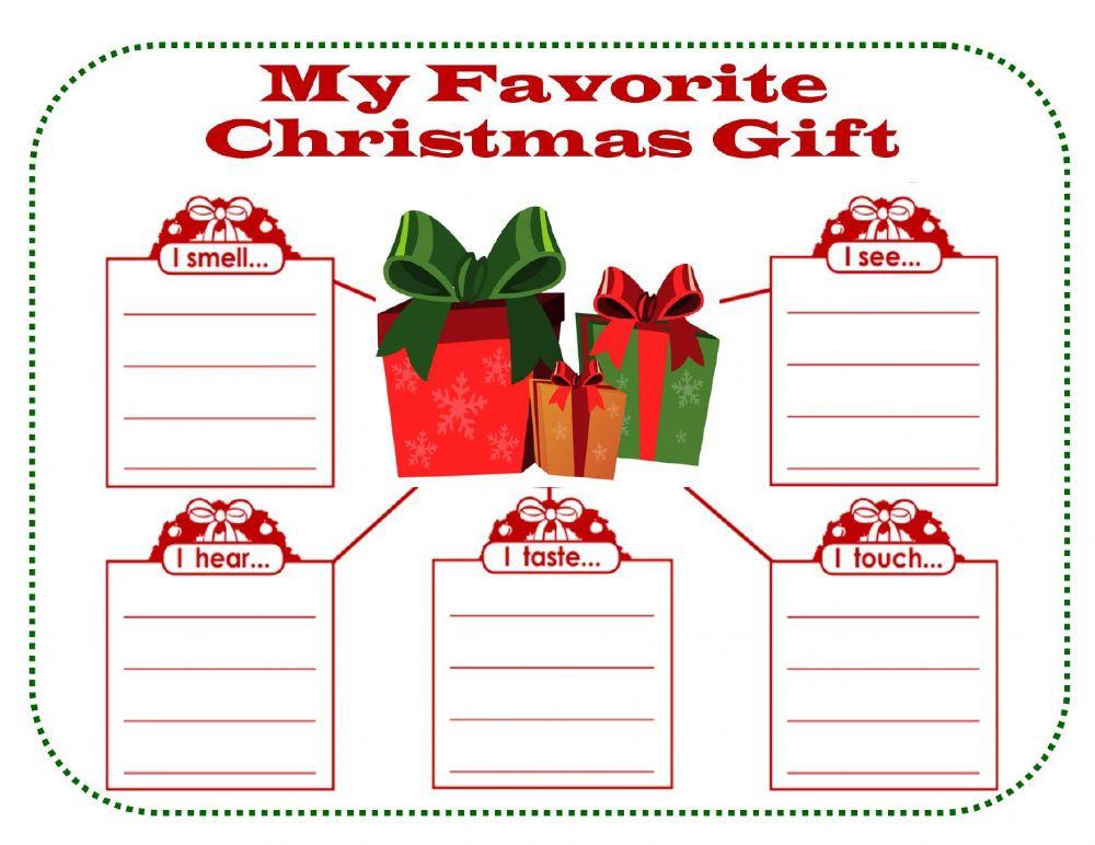 Sensory Chart Creative Writing My Favorite Christmas Gift