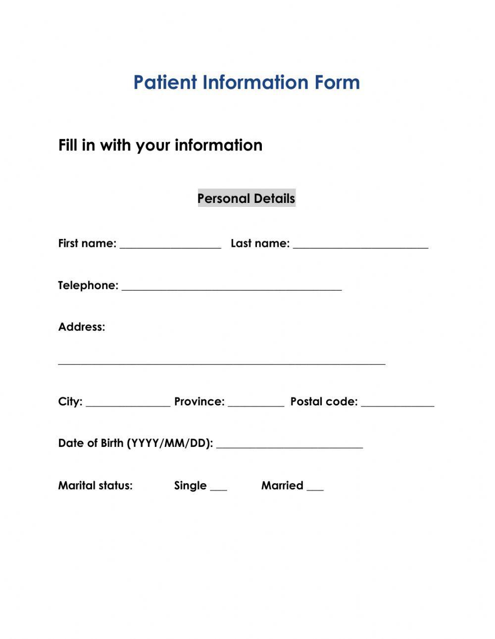 Patient information form