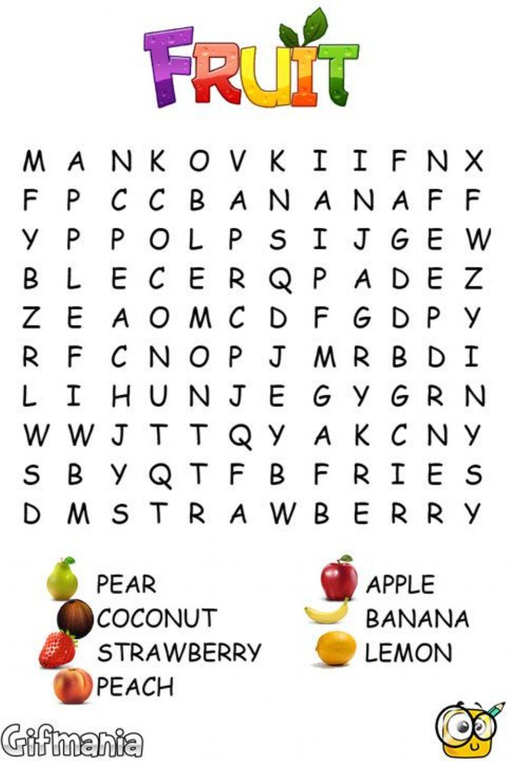 Sopa de letras frutas- wordsearch fruits