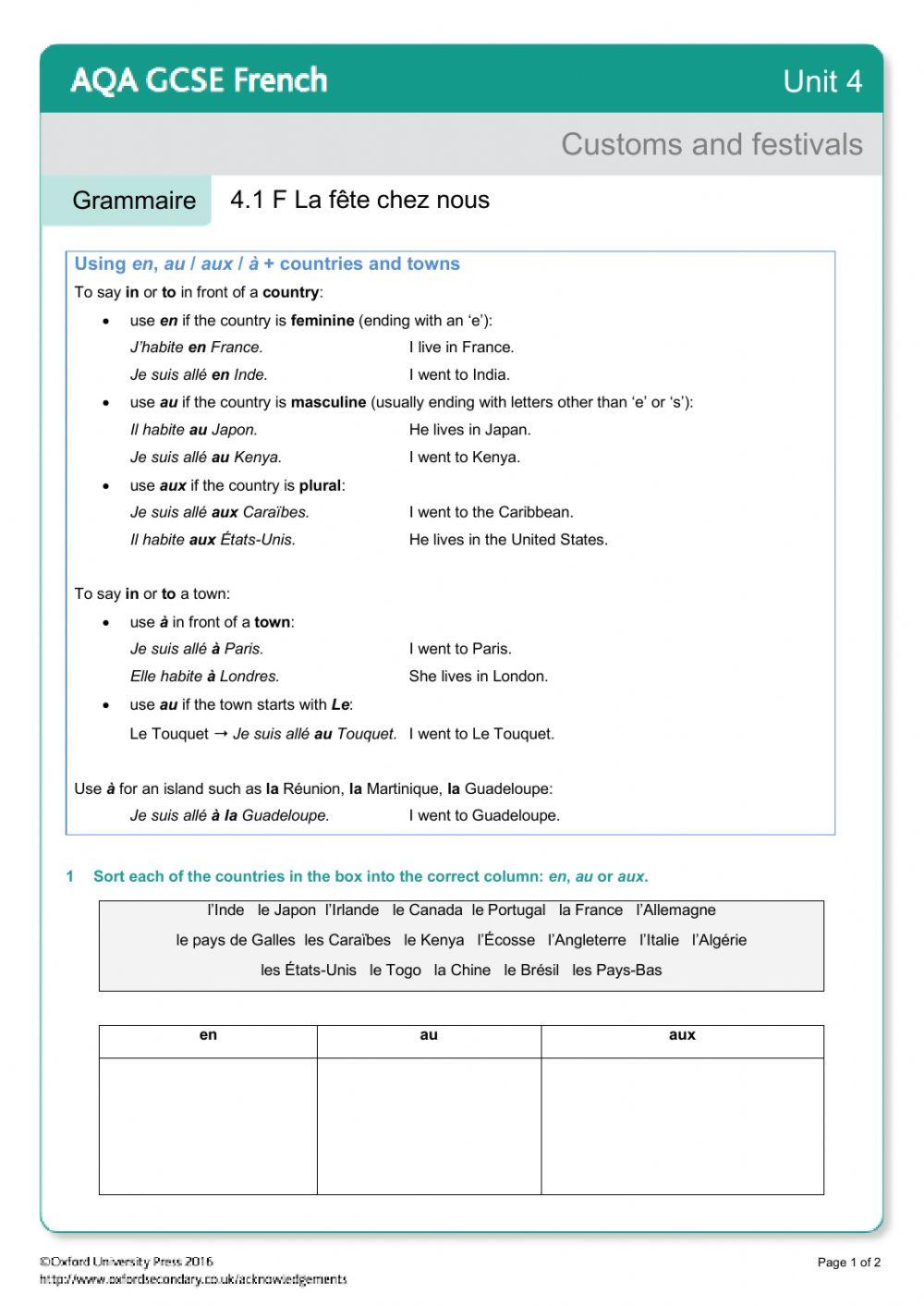 Prepositions with countries and towns