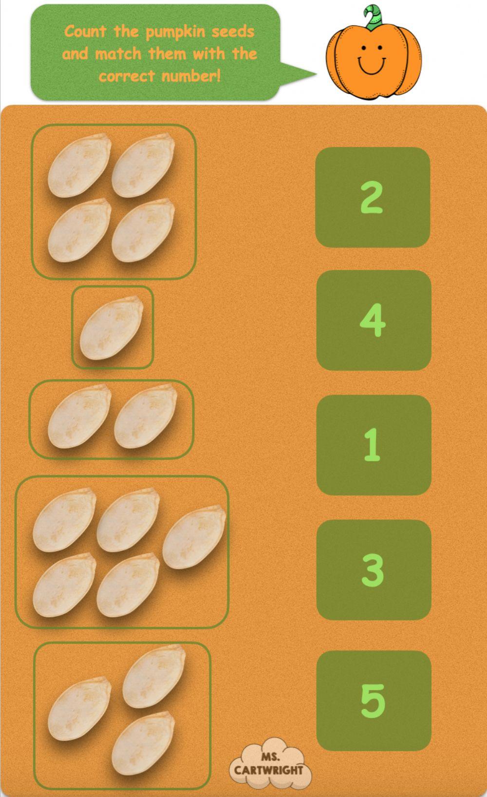 Counting Pumpkin Seeds! worksheet Live Worksheets