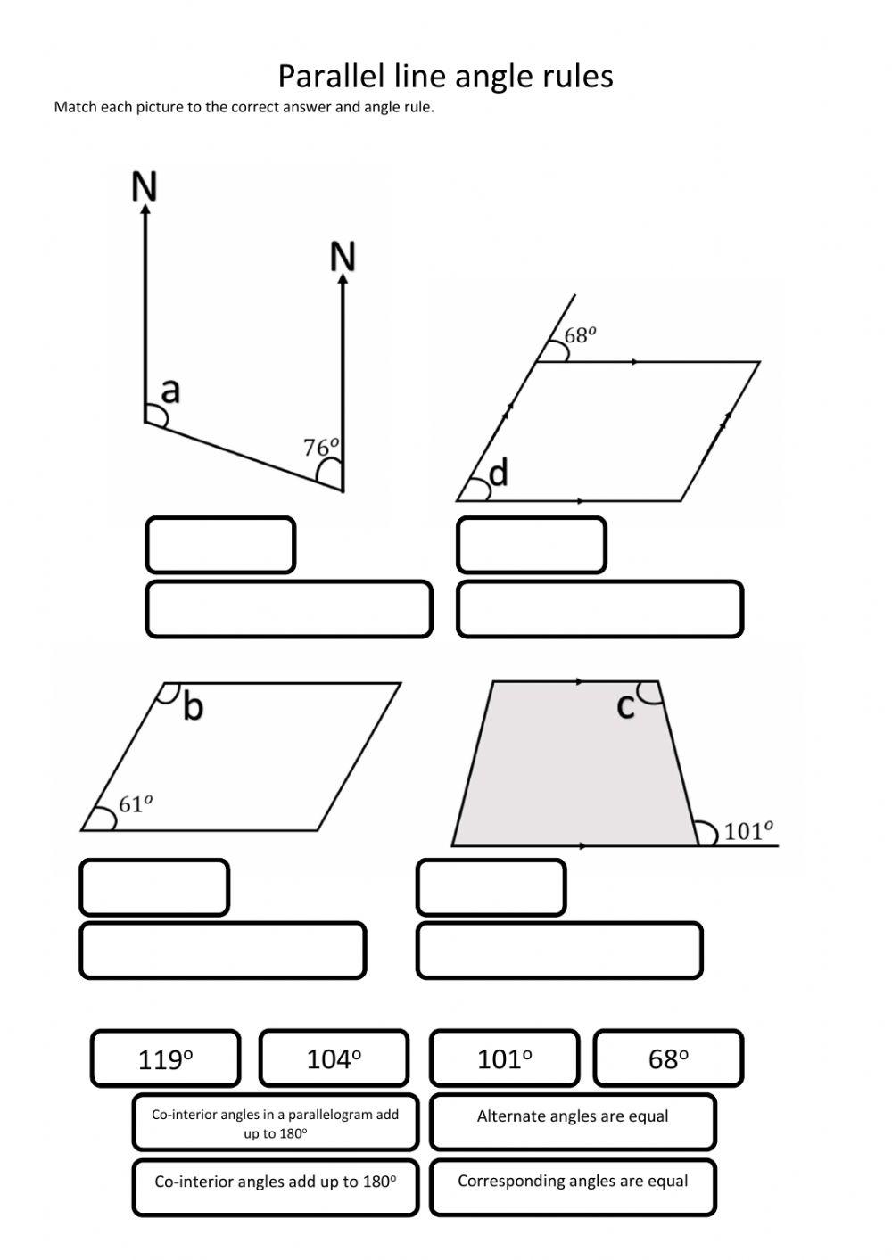 Drag and drop parallel line angle rules