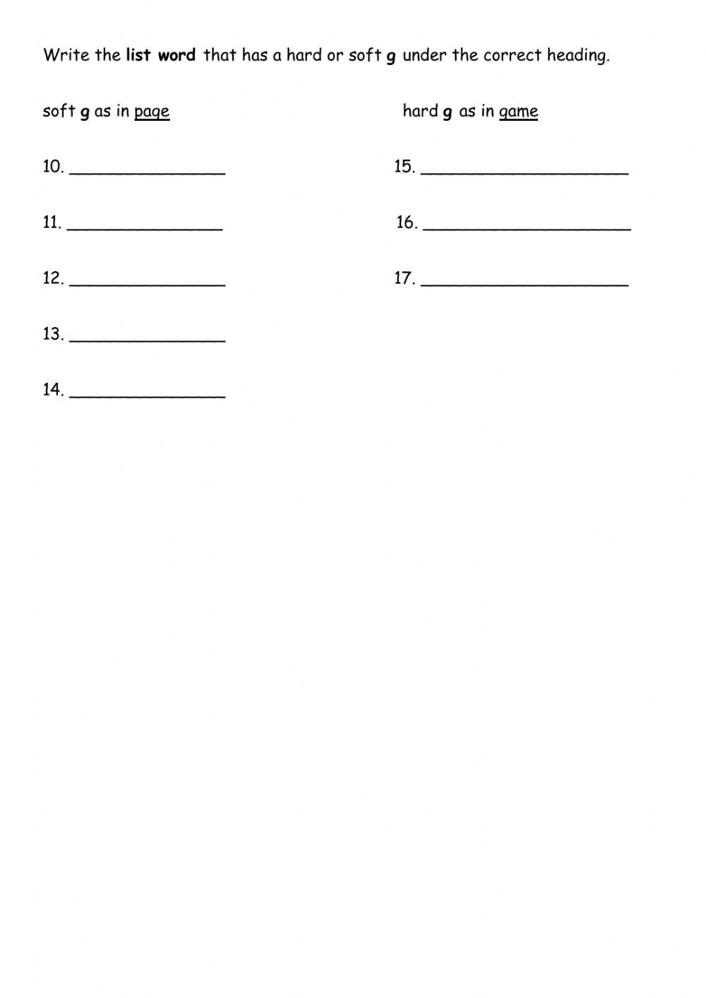 Hard and soft c and g