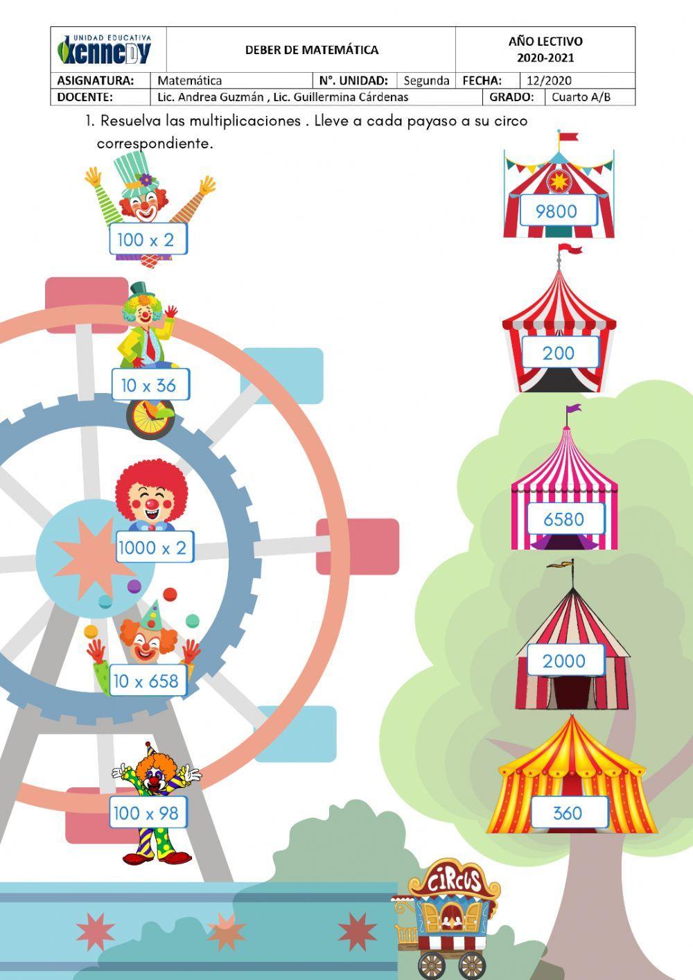 Multiplicaciones de 10, 100 y 100