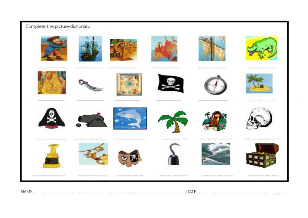Pirate vocabulary picture dictionary