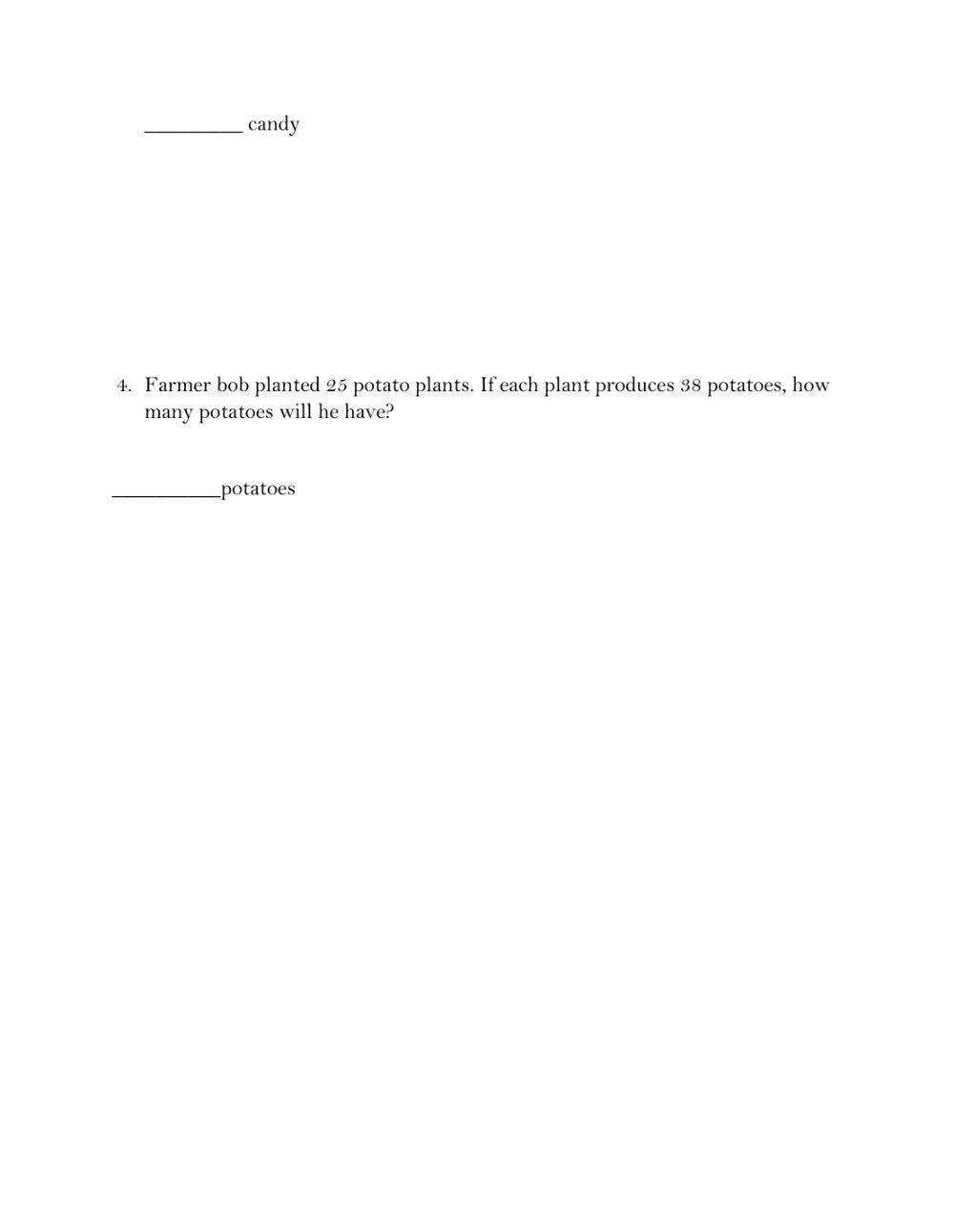 Multiplication and Division word problems