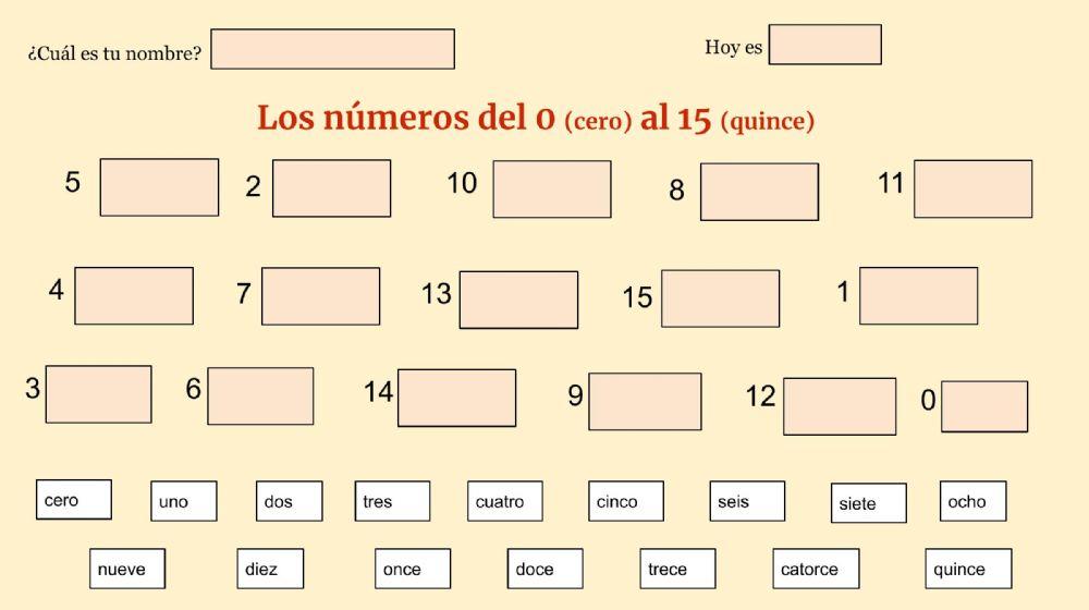 Los números del 0 al 15