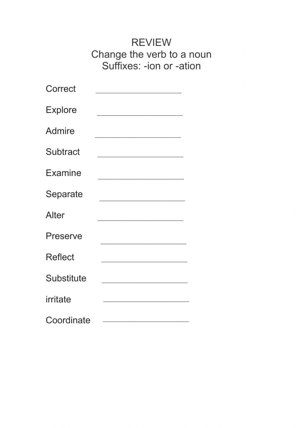 Suffixes -ion or -ation