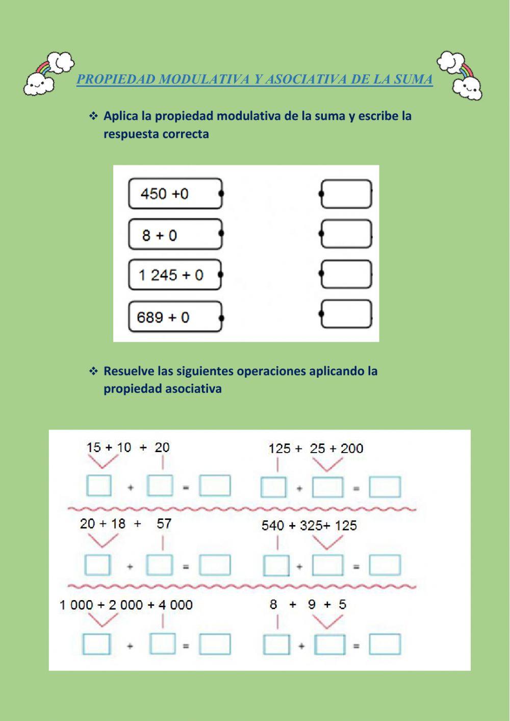 Propiedad  modulativa y asociativa de la suma