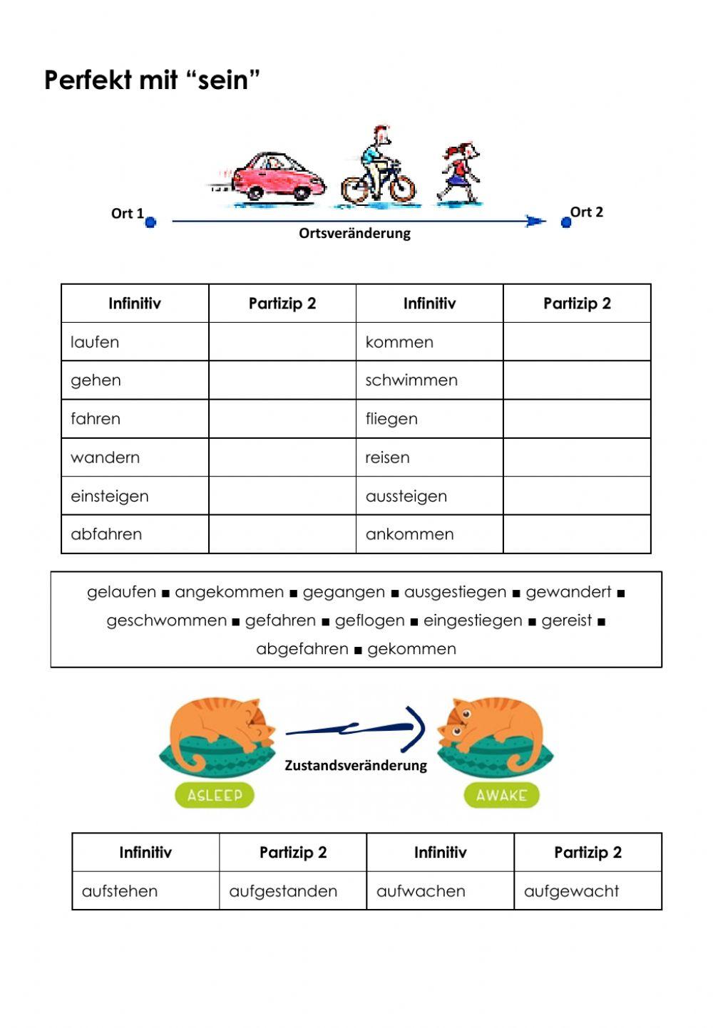Perfekt mit -sein- - Partizipien